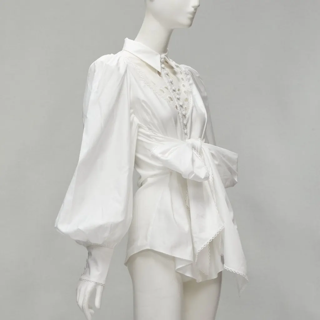 Acler Eyelet Bow Blouse White Cotton Never worn - Inside View