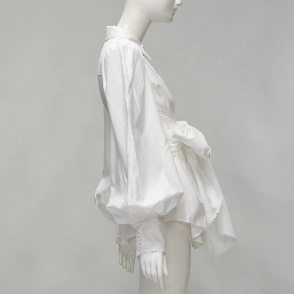 Acler Eyelet Bow Blouse White Cotton Never worn - Model View