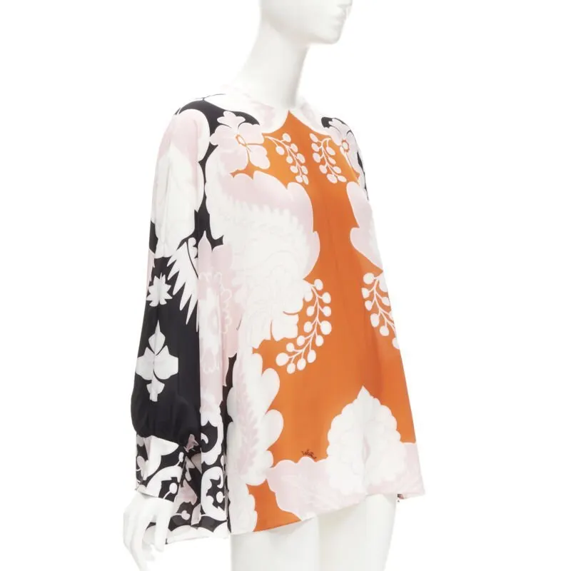 Valentino Floral Print Shirt Orange Silk Never worn - Inside View