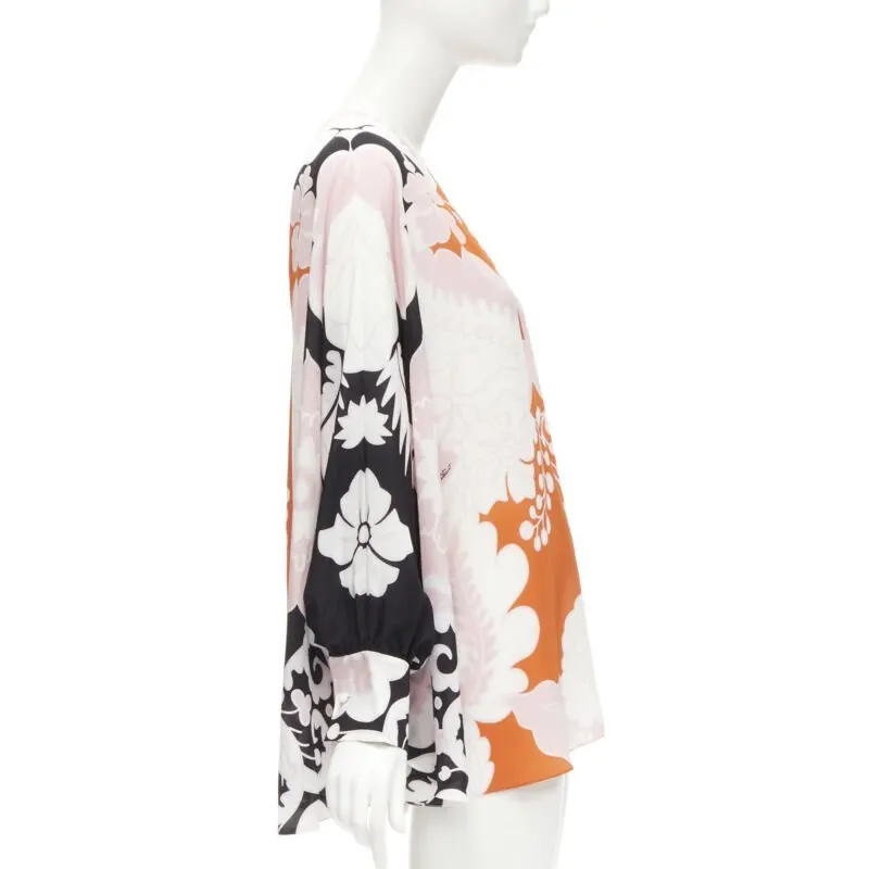 Valentino Floral Print Shirt Orange Silk Never worn - Model View