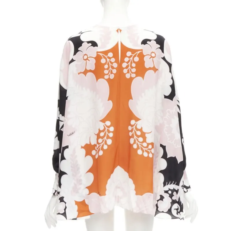 Valentino Floral Print Shirt Orange Silk Never worn - Box View