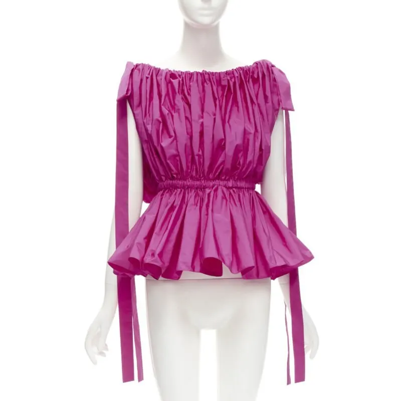 Alexander McQueen Crinkled Bow Top Pink Polyester Never worn - Front View