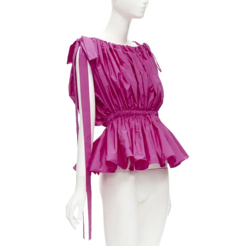 Alexander McQueen Crinkled Bow Top Pink Polyester Never worn - Inside View