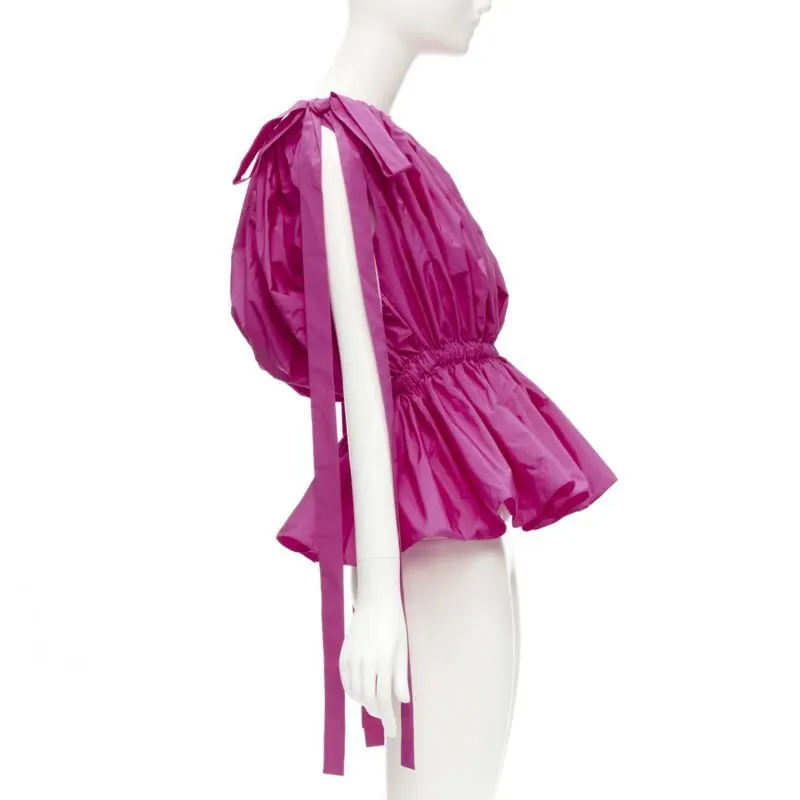 Alexander McQueen Crinkled Bow Top Pink Polyester Never worn - Model View