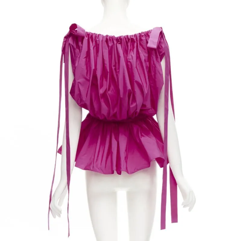 Alexander McQueen Crinkled Bow Top Pink Polyester Never worn - Box View
