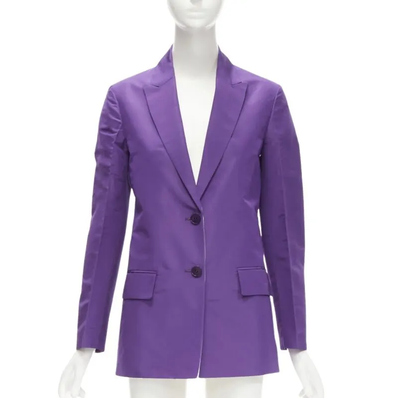 Valentino Silk Drawstring Blazer Purple Silk Never worn - Front View