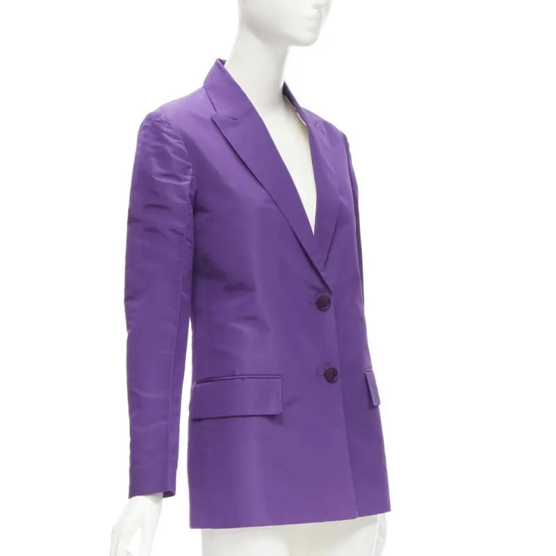Valentino Silk Drawstring Blazer Purple Silk Never worn - Model View