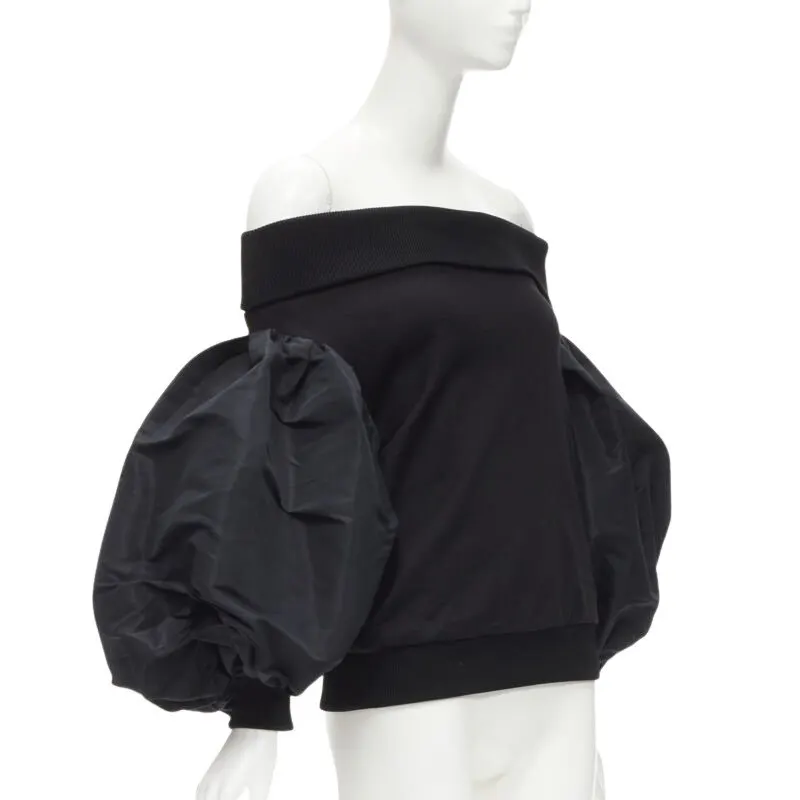 Alexander McQueen Puff Sleeve Sweater Black Cotton Never worn - Front View