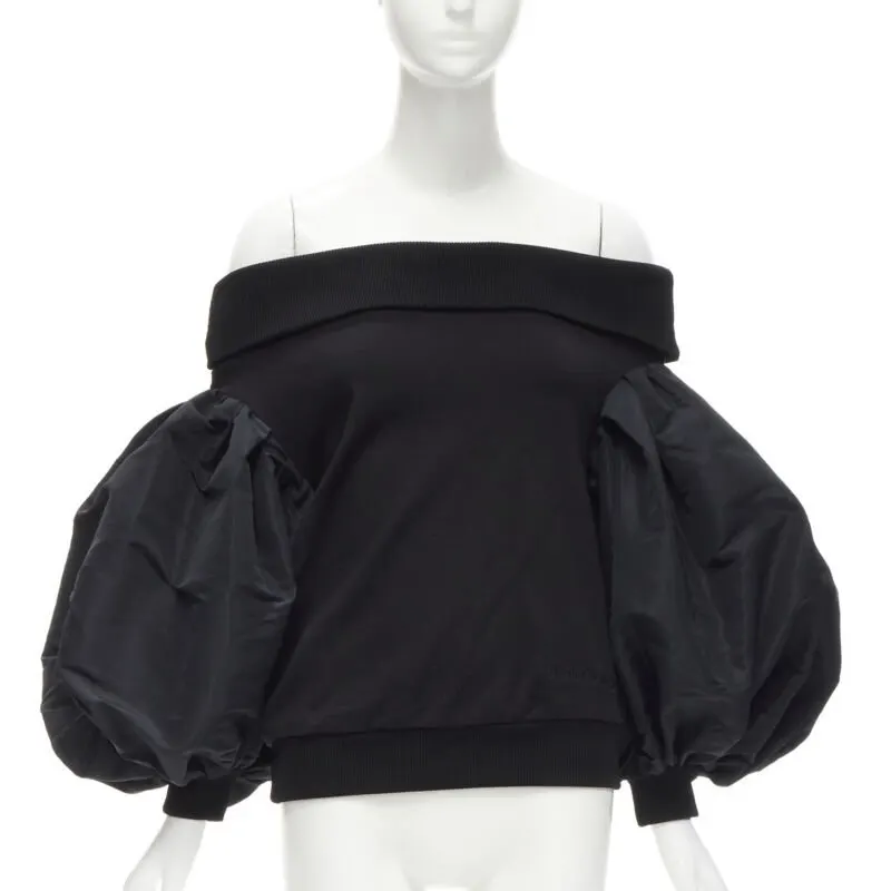 Alexander McQueen Puff Sleeve Sweater Black Cotton Never worn - Inside View