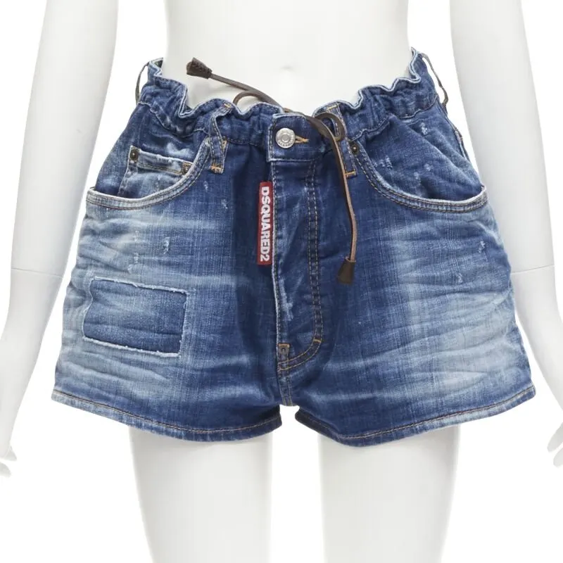 Dsquared2 Logo Bloomer Shorts Blue Cotton Never worn - Front View