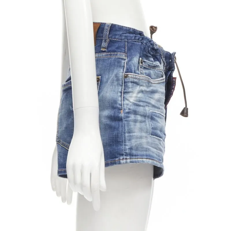 Dsquared2 Logo Bloomer Shorts Blue Cotton Never worn - Model View