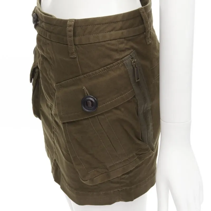 Dsquared2 Cargo Mini Skirt Green Cotton Never worn - Back View