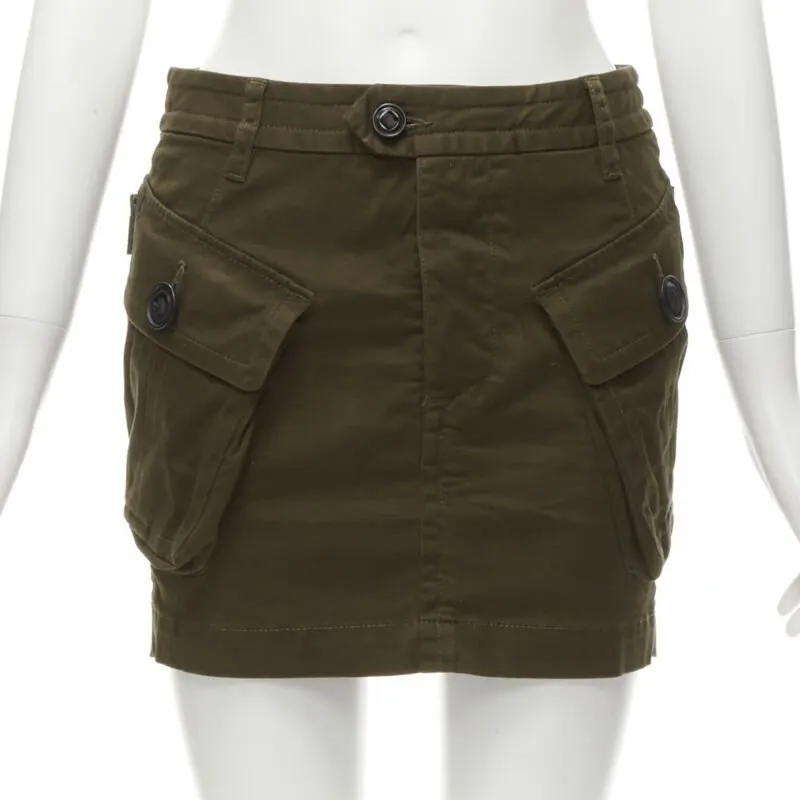 Dsquared2 Cargo Mini Skirt Green Cotton Never worn - Inside View