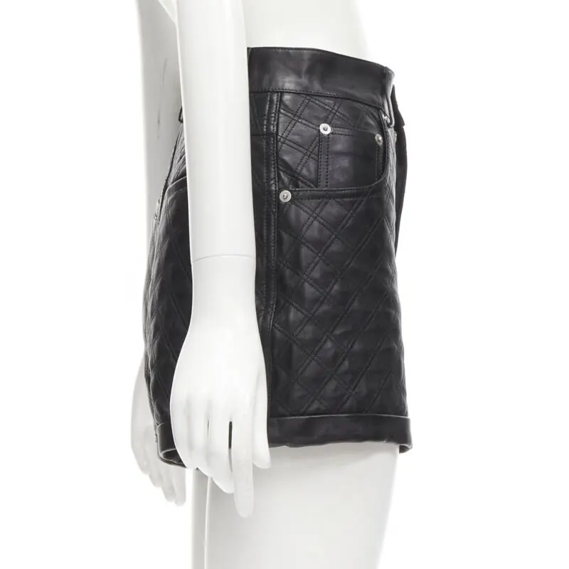 Saint Laurent Quilted Leather Shorts Black Leather Never worn - Model View