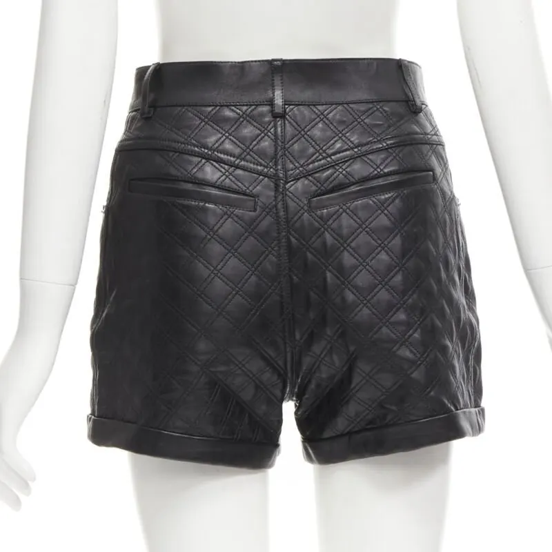 Saint Laurent Quilted Leather Shorts Black Leather Never worn - Box View