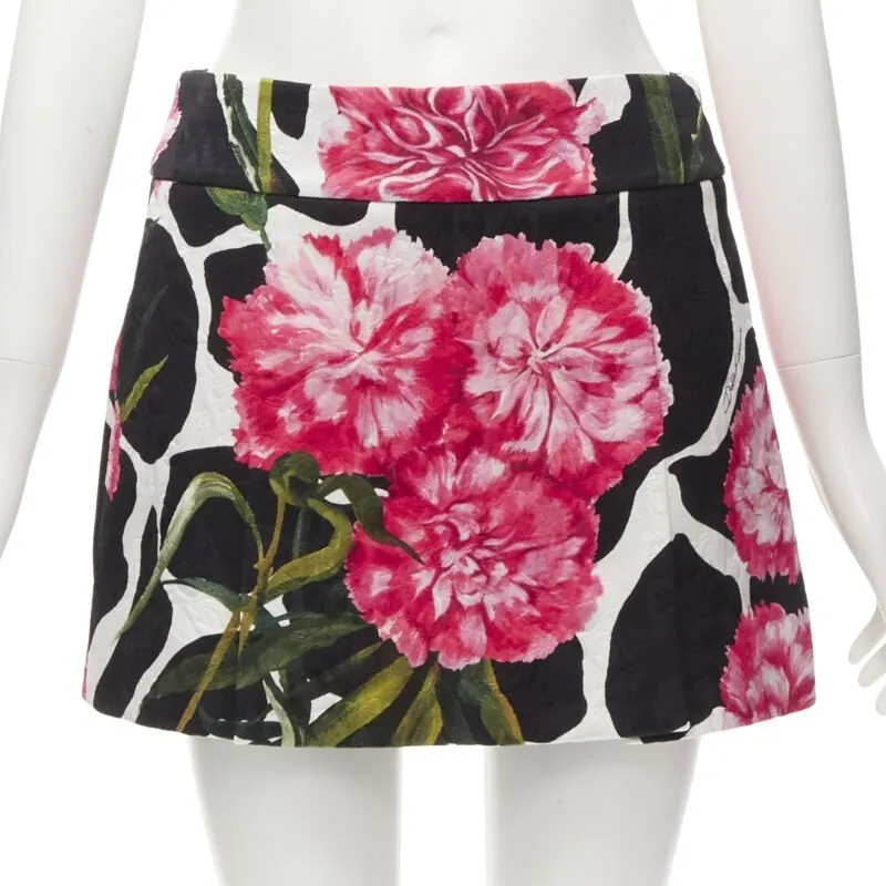 Dolce & Gabbana Carnation Mini Skirt MultiColor Cotton Never worn - Front View