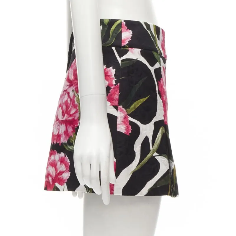 Dolce & Gabbana Carnation Mini Skirt MultiColor Cotton Never worn - Model View