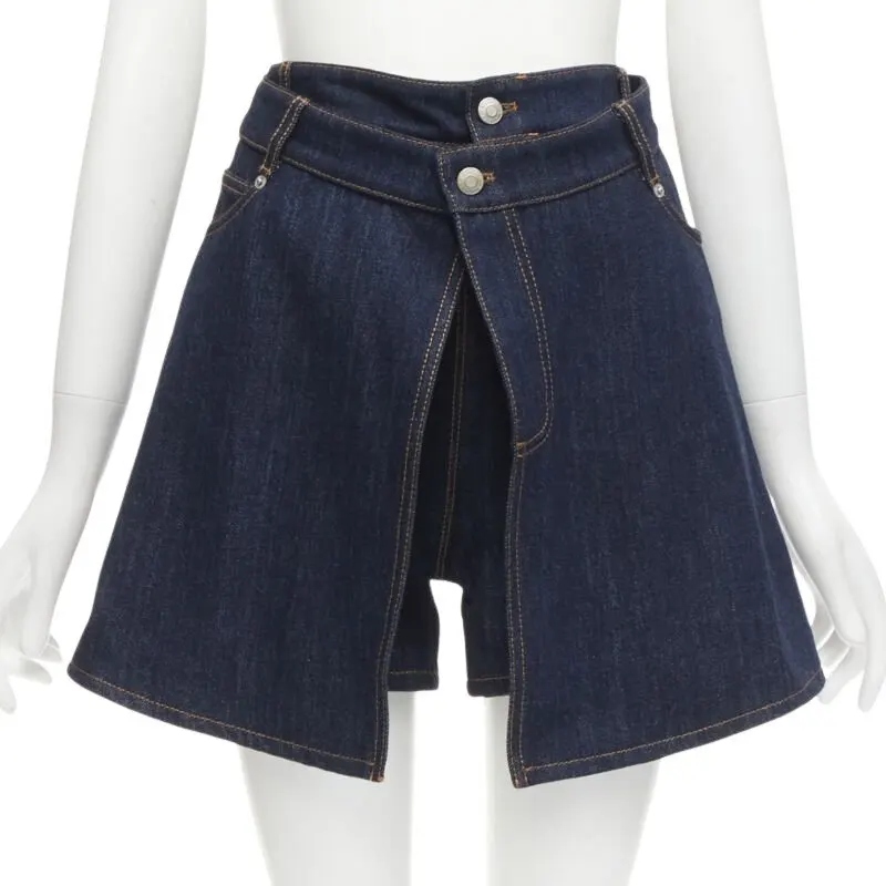 Alexander McQueen Layered Denim Shorts Blue Cotton Never worn - Front View