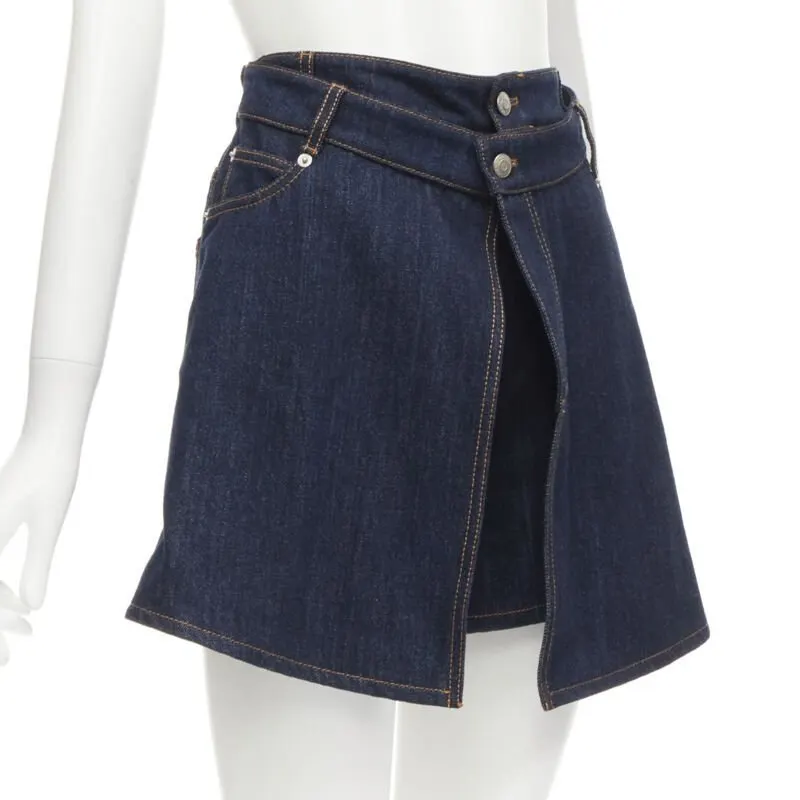Alexander McQueen Layered Denim Shorts Blue Cotton Never worn - Inside View