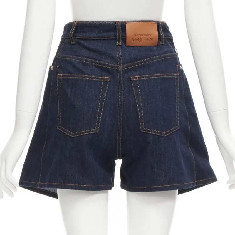 Alexander McQueen Layered Denim Shorts Blue Cotton Never worn - Box View