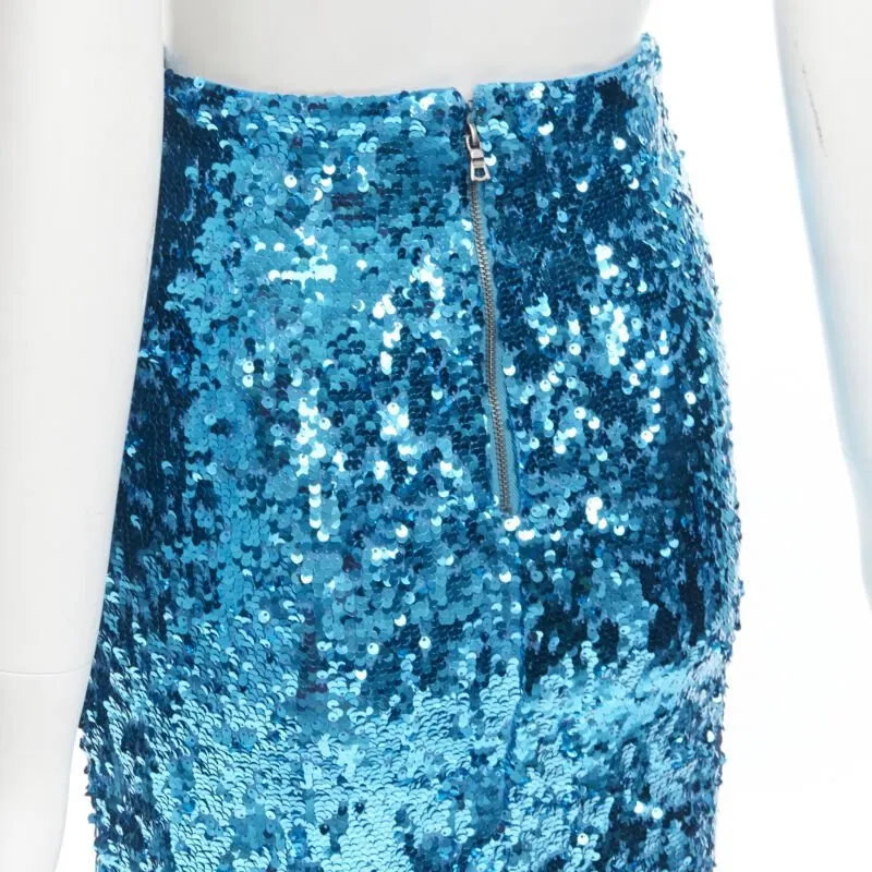 Alice & Olivia Disco Pencil Skirt Blue Polyester Never worn - Back View