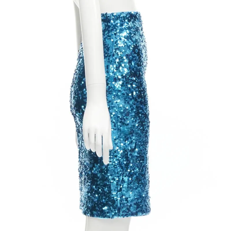 Alice & Olivia Disco Pencil Skirt Blue Polyester Never worn - Model View