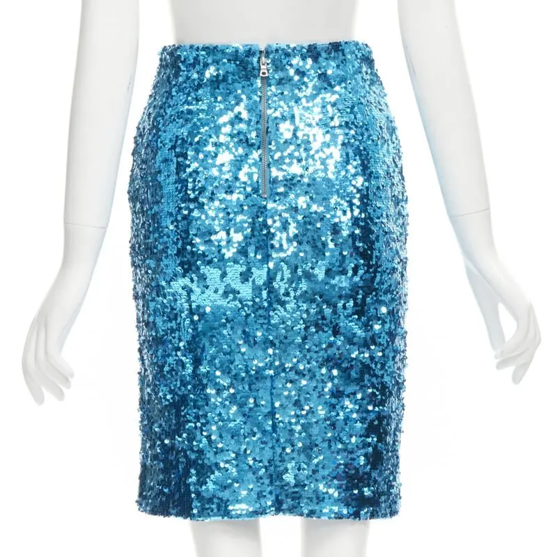 Alice & Olivia Disco Pencil Skirt Blue Polyester Never worn - Box View