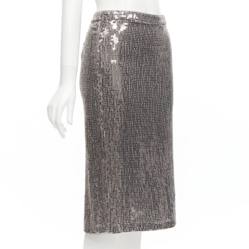 Alice & Olivia Metallic Pencil Skirt Silver Polyester Never worn - Inside View