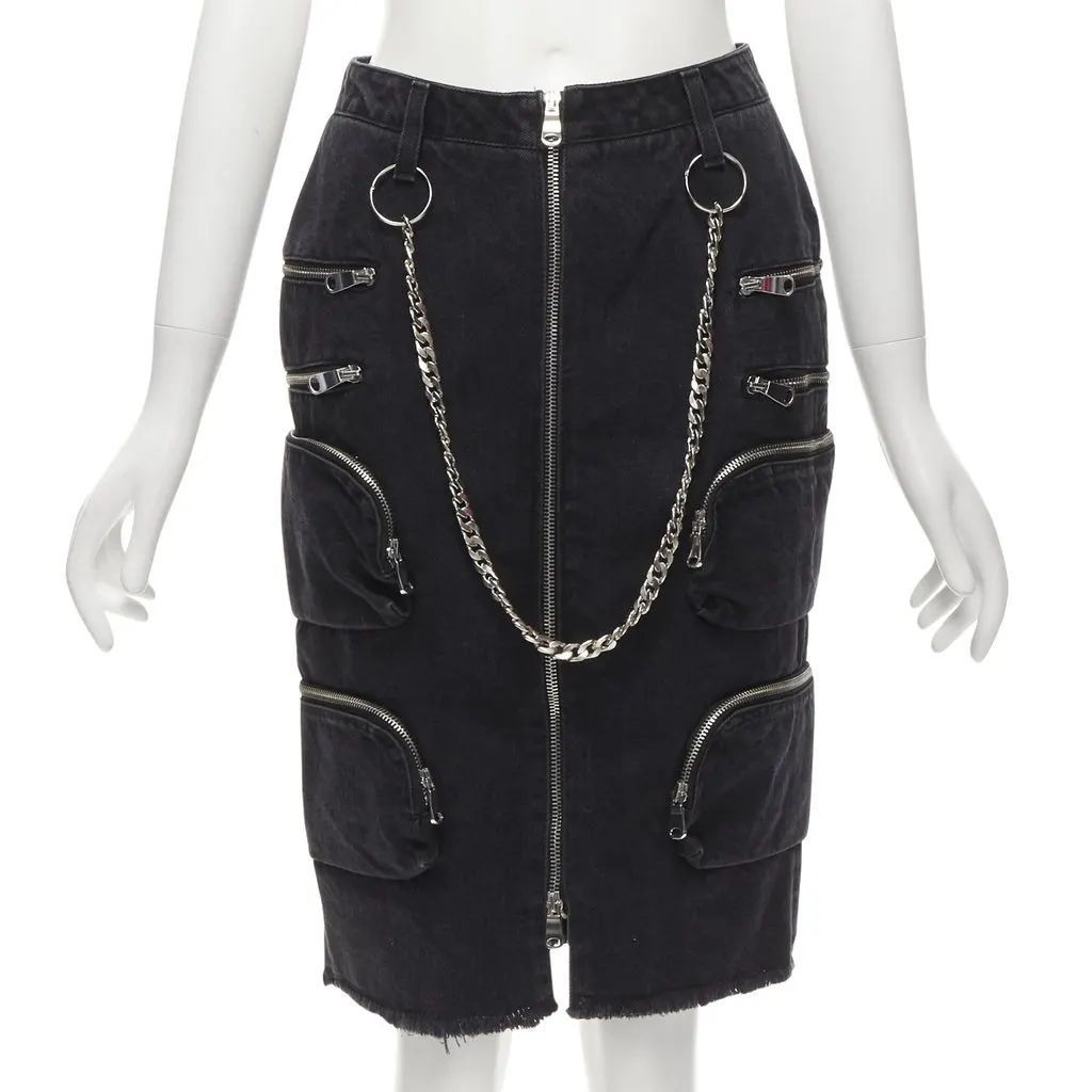 Faith Connexion Punk Chain Skirt Black Cotton Never worn - Front View