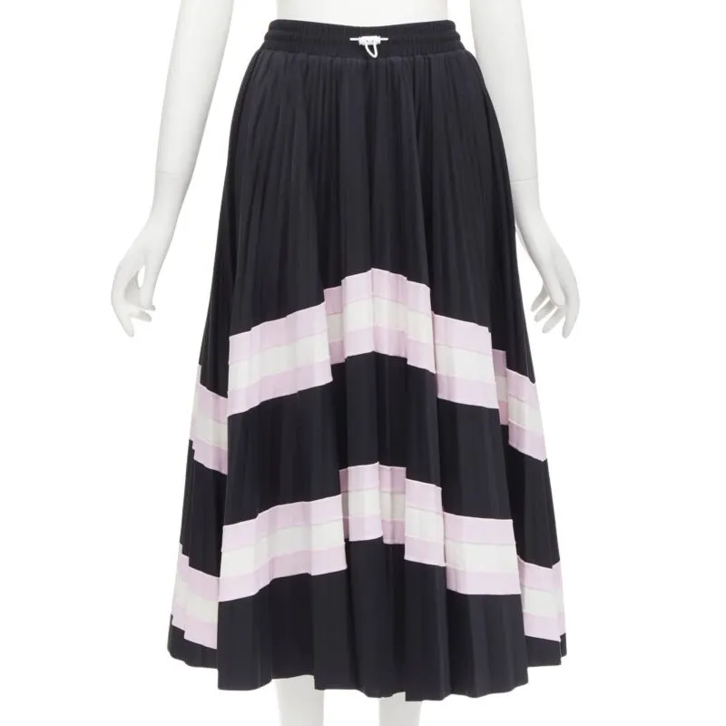 Valentino Patchwork Pleated Skirt Pink Polyamide Never worn - Front View