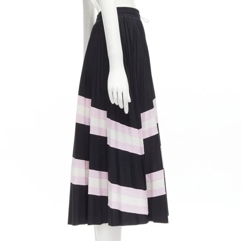 Valentino Patchwork Pleated Skirt Pink Polyamide Never worn - Model View
