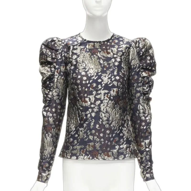 By Malene Birger Jacquard Puff Top Black Polyester Never worn - Front View