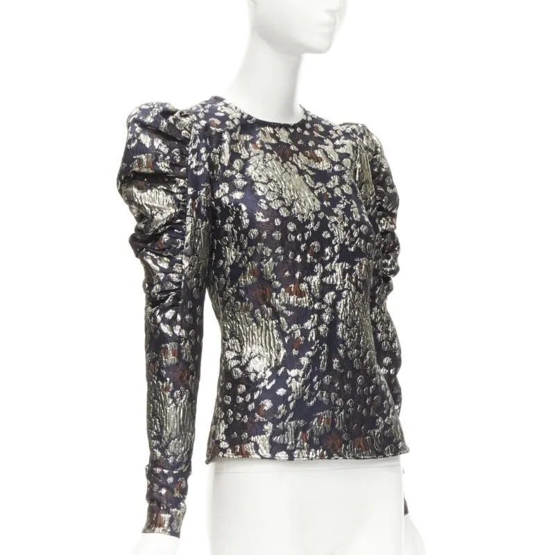By Malene Birger Jacquard Puff Top Black Polyester Never worn - Inside View