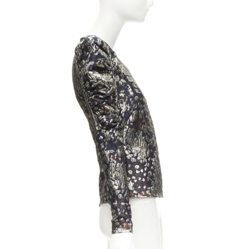 By Malene Birger Jacquard Puff Top Black Polyester Never worn - Model View