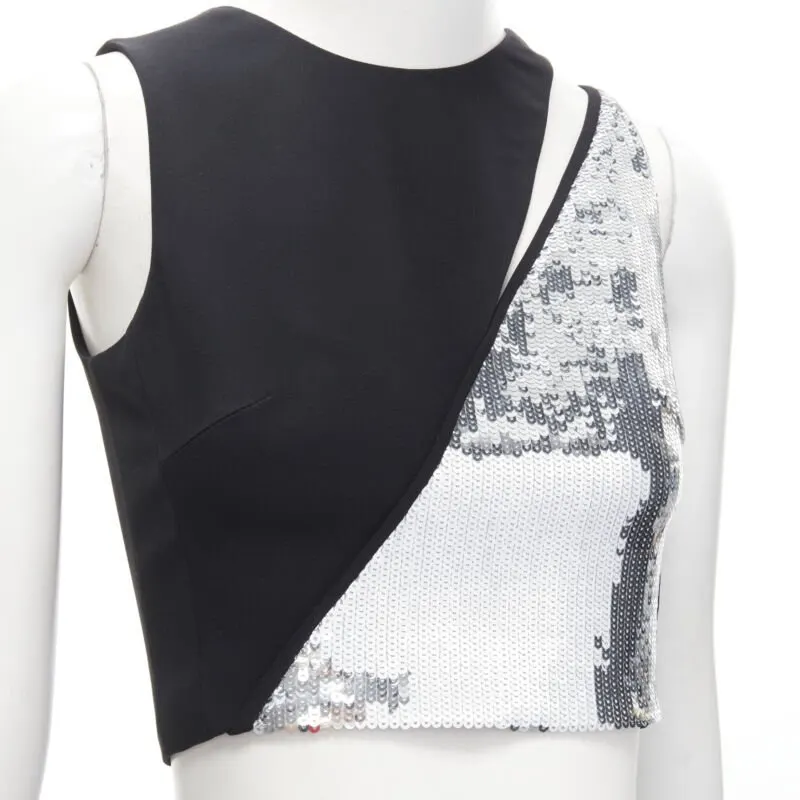 David Koma Silver Sequins Skirt Set Silver Polyester Very good - Back View