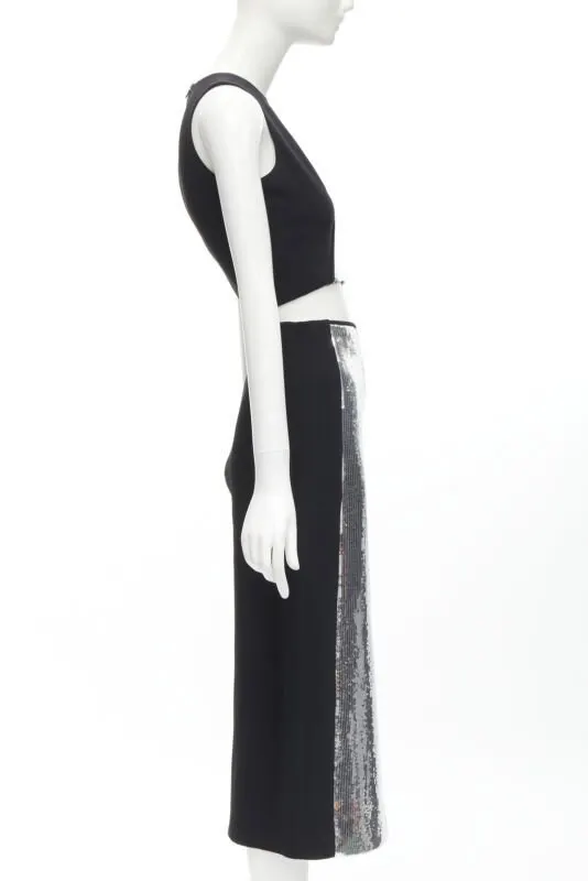 David Koma Silver Sequins Skirt Set Silver Polyester Very good - Model View
