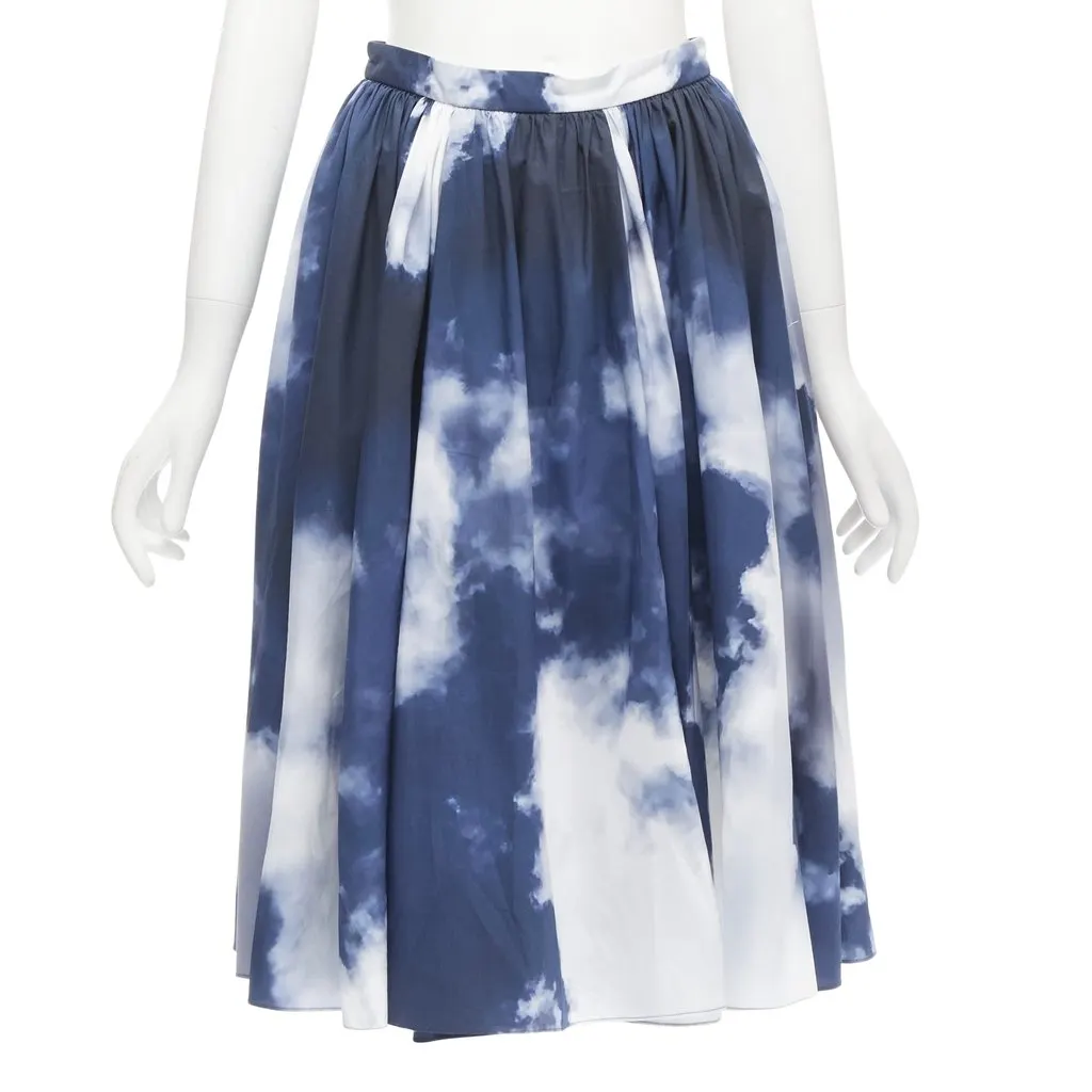 Alexander McQueen Cloud Flared Skirt Blue Cotton Never worn - Front View