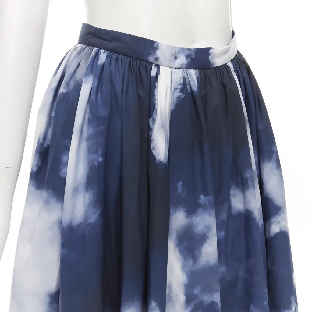 Alexander McQueen Cloud Flared Skirt Blue Cotton Never worn - Back View