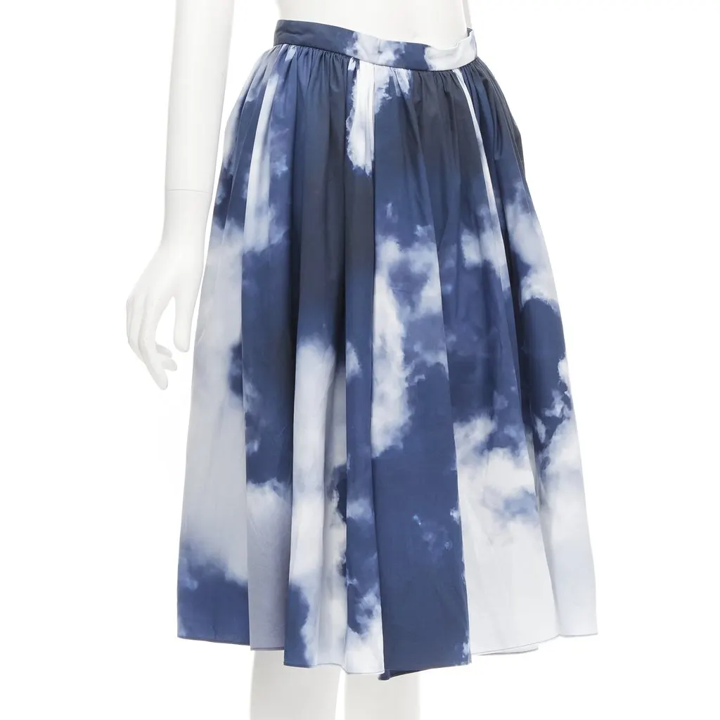 Alexander McQueen Cloud Flared Skirt Blue Cotton Never worn - Inside View