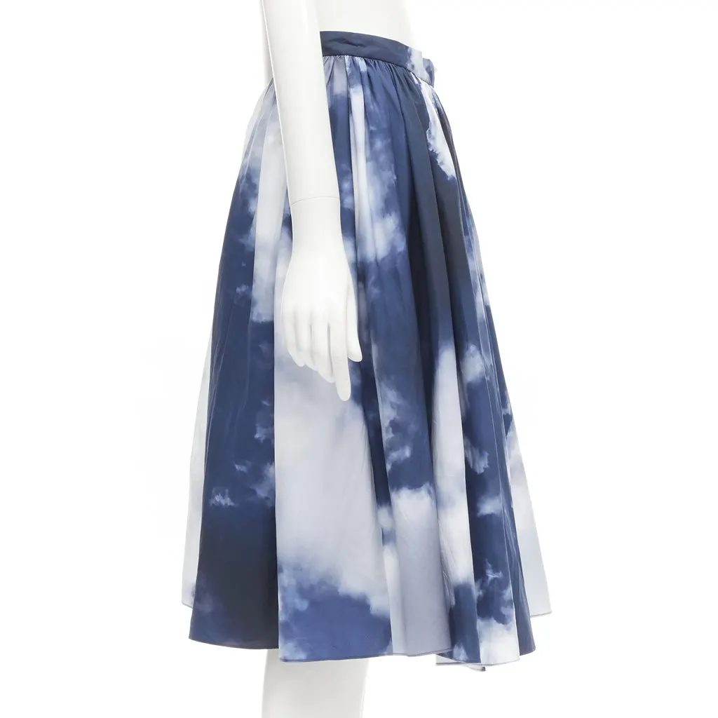 Alexander McQueen Cloud Flared Skirt Blue Cotton Never worn - Model View