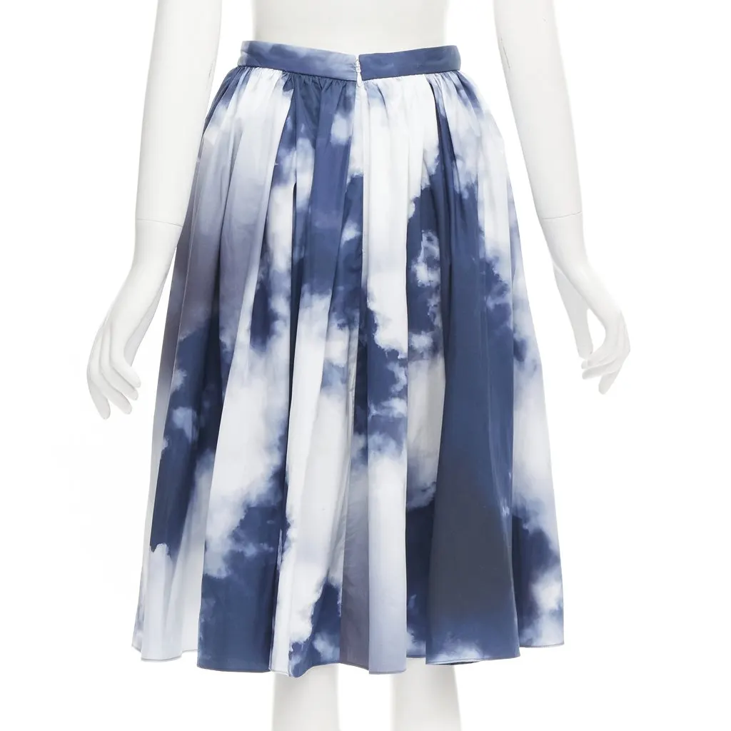 Alexander McQueen Cloud Flared Skirt Blue Cotton Never worn - Box View
