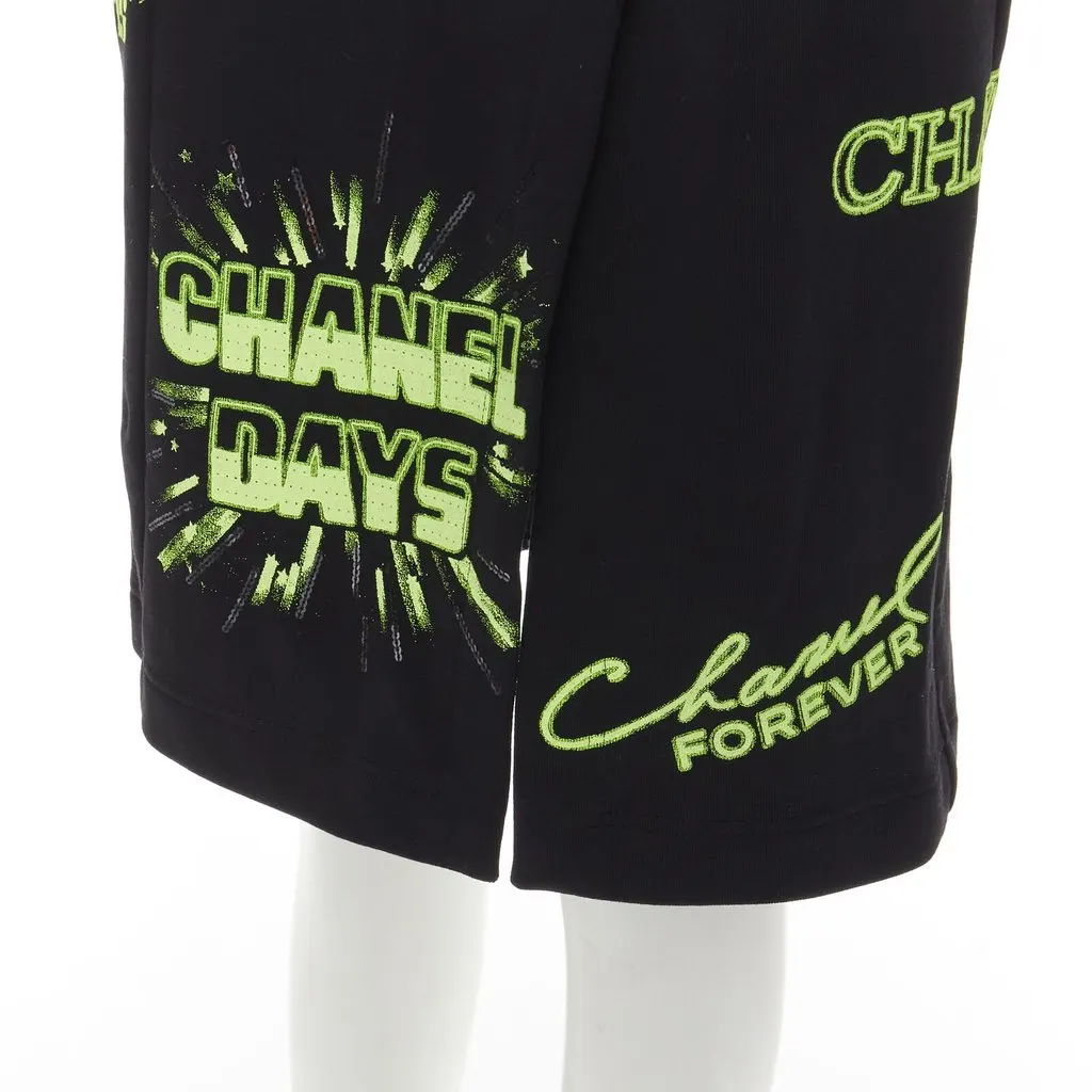 Chanel Neon Logo Skirt Black Cotton Never worn - Back View