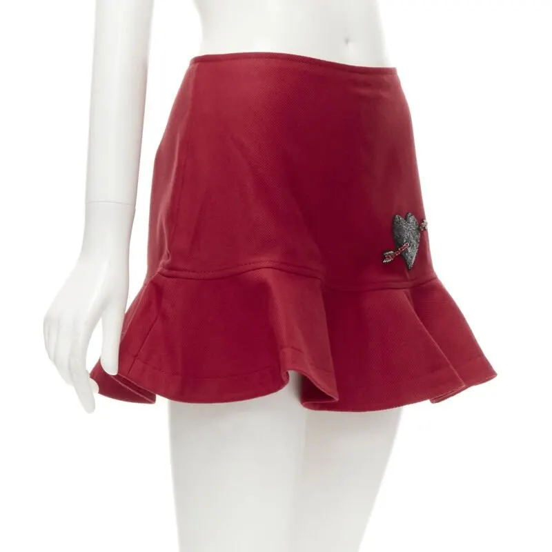 Valentino Heart Flared Shorts Red Polyester Never worn - Inside View