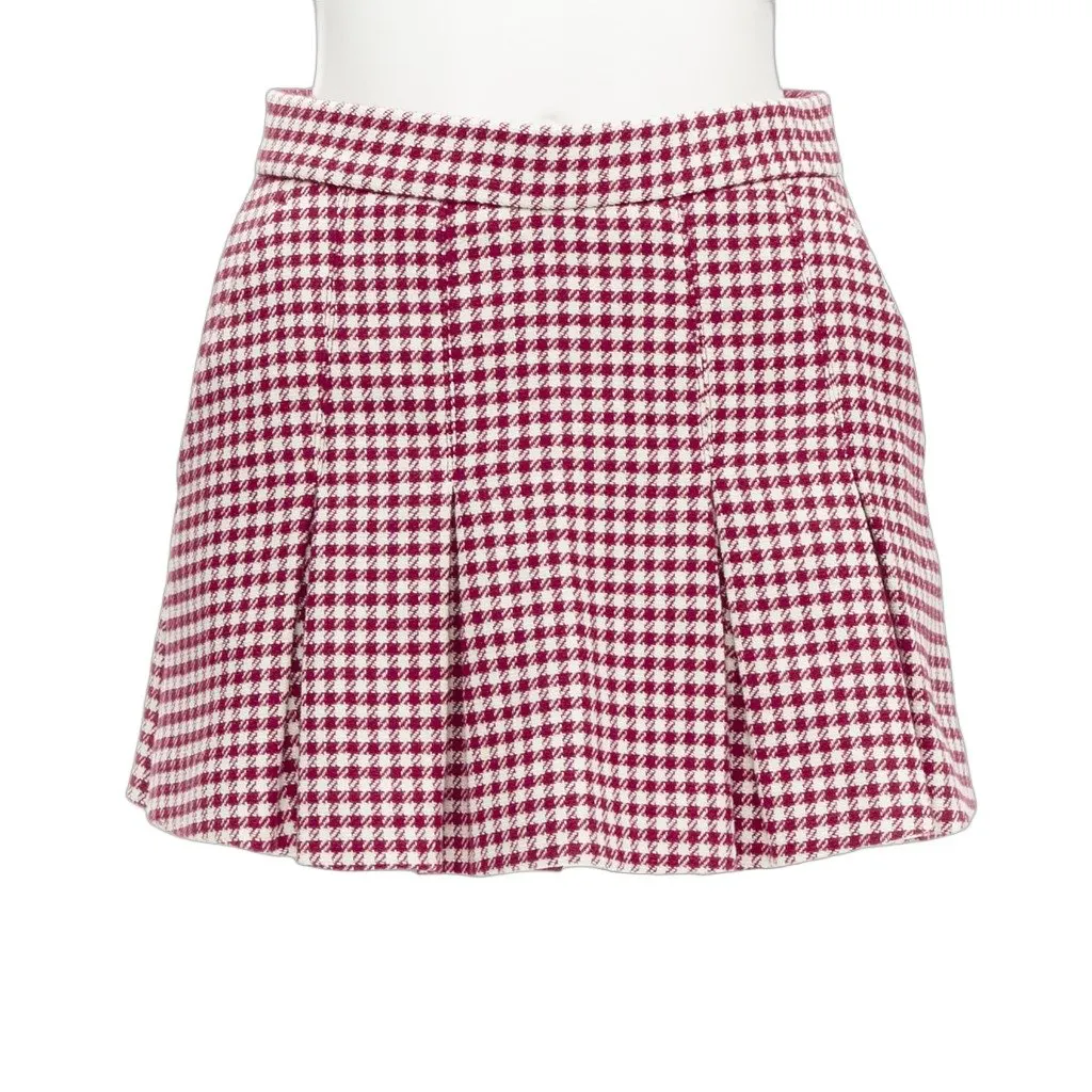 Red Valentino Gingham Skorts Skirt Red Wool Never worn - Front View