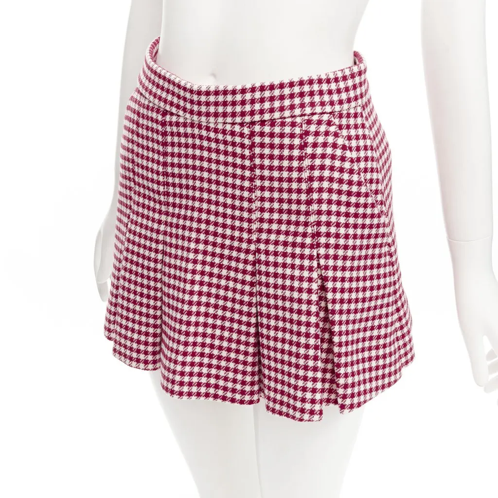 Red Valentino Gingham Skorts Skirt Red Wool Never worn - Back View