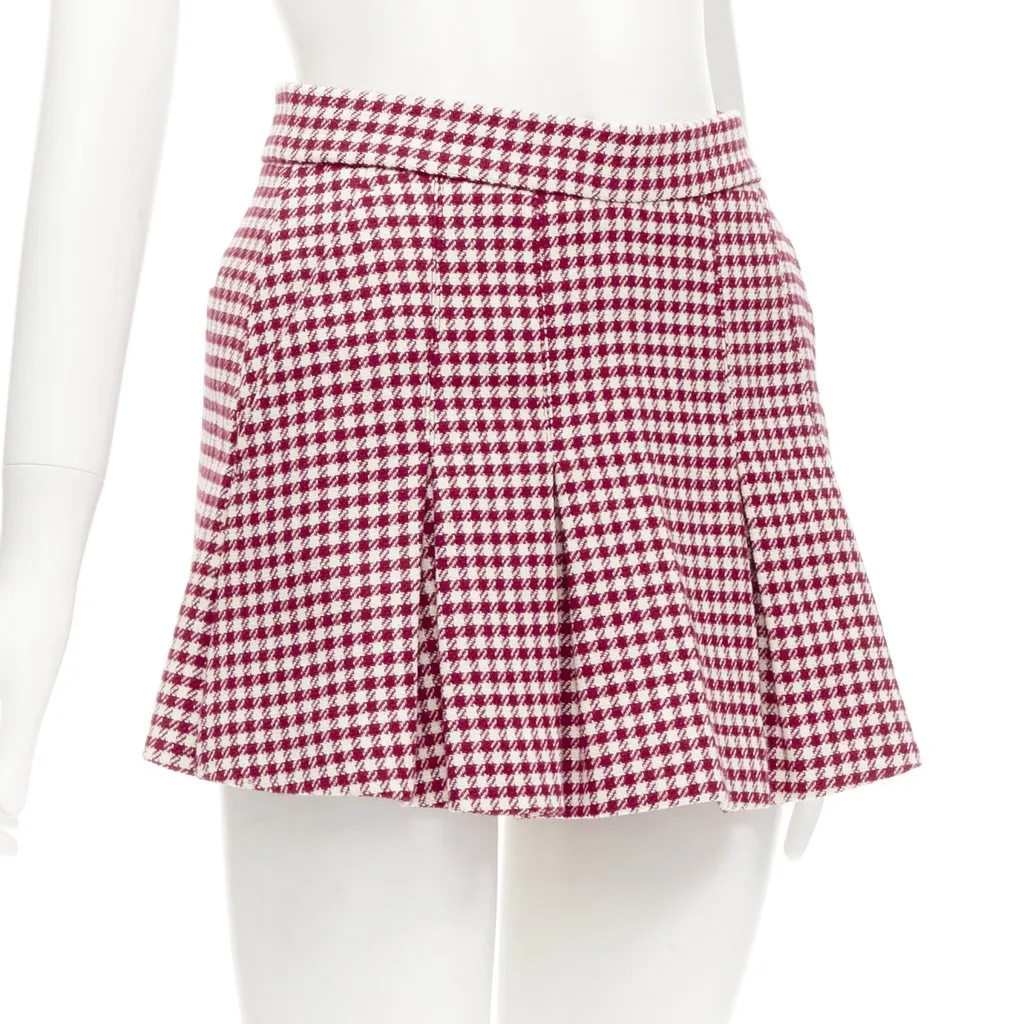 Red Valentino Gingham Skorts Skirt Red Wool Never worn - Inside View