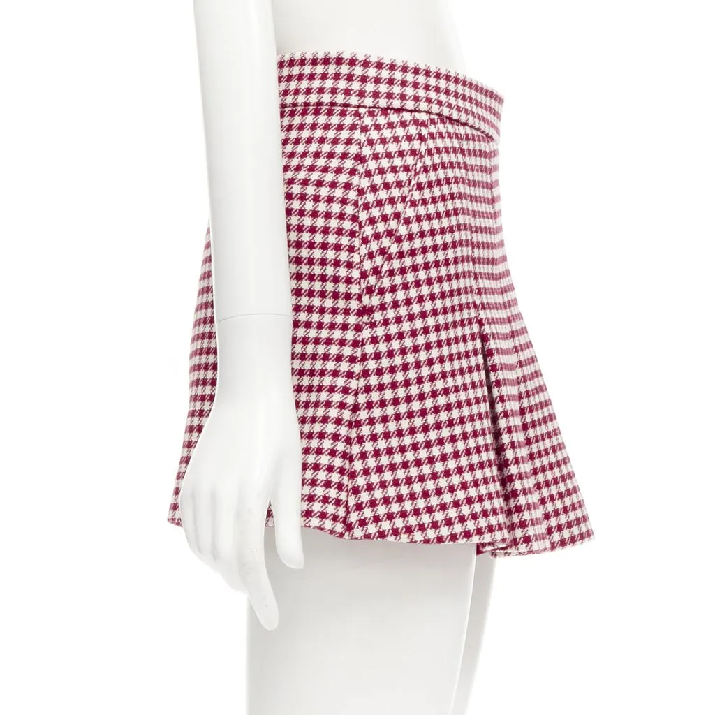 Red Valentino Gingham Skorts Skirt Red Wool Never worn - Model View