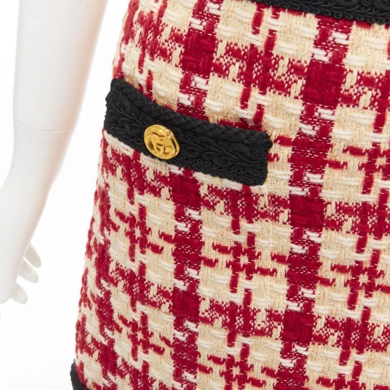 Gucci Tweed Mini Skirt Red Polyester Never worn - Back View