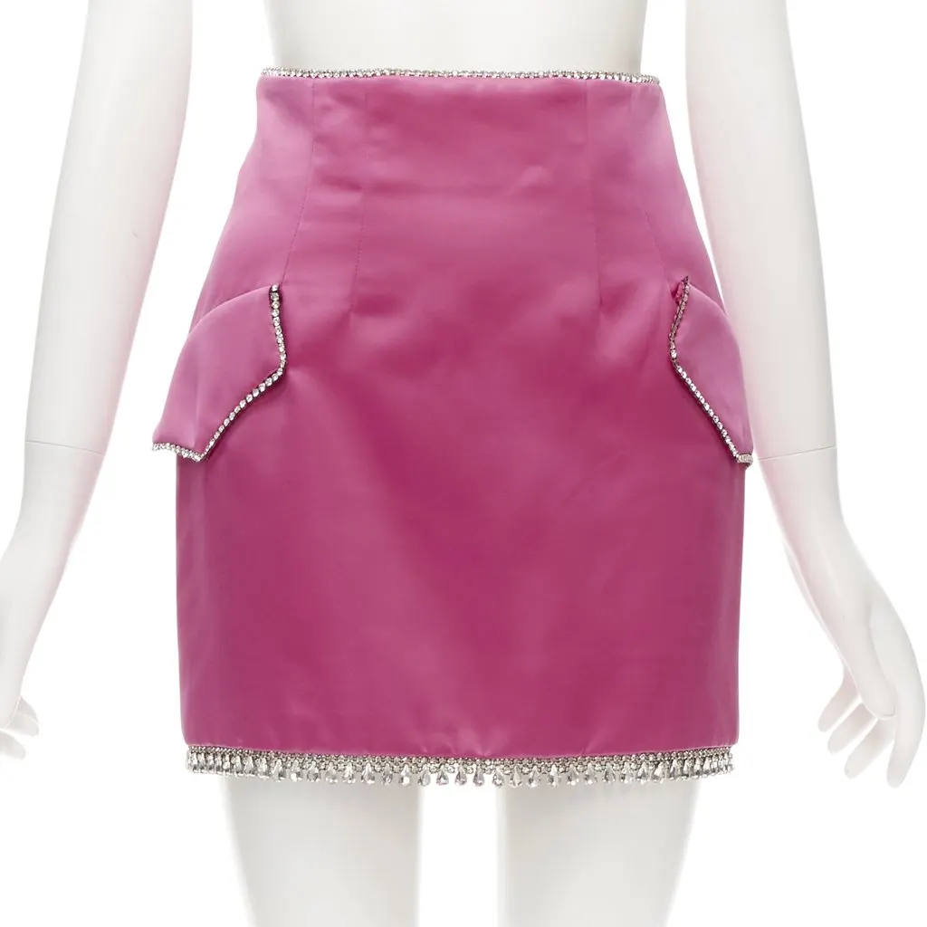 Giuseppe Di Morabito Crystal Satin Skirt Pink Polyester Never worn, with tag - Front View