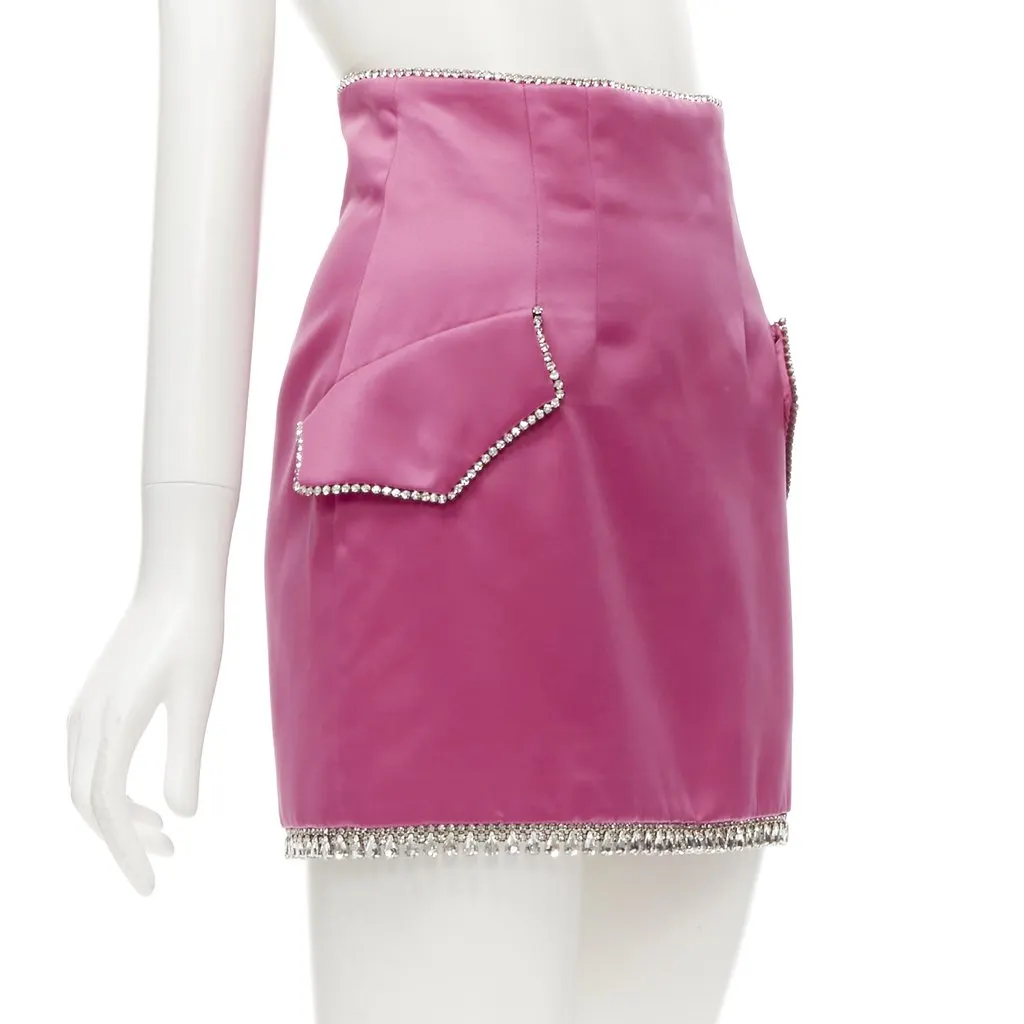 Giuseppe Di Morabito Crystal Satin Skirt Pink Polyester Never worn, with tag - Inside View